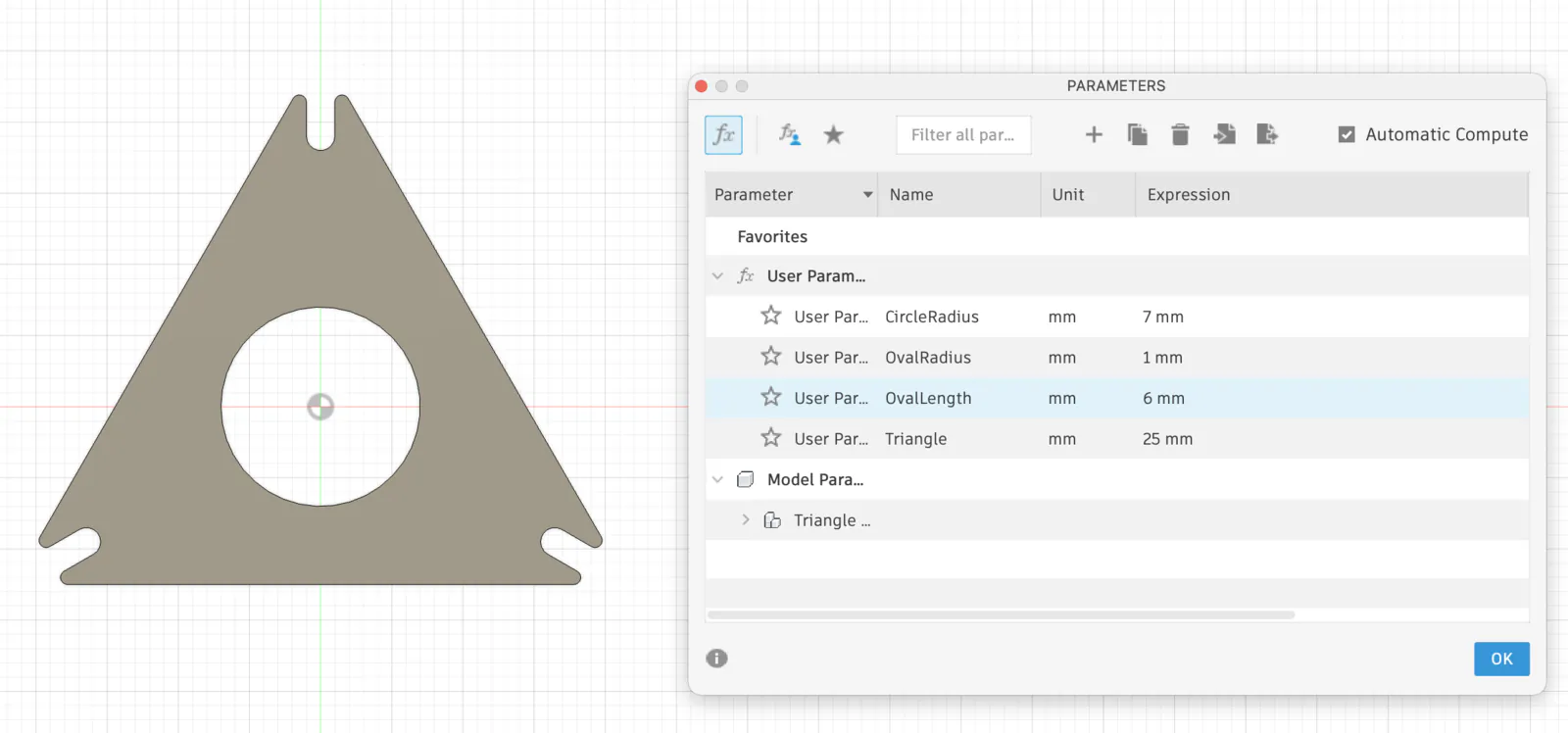Parametric variables test