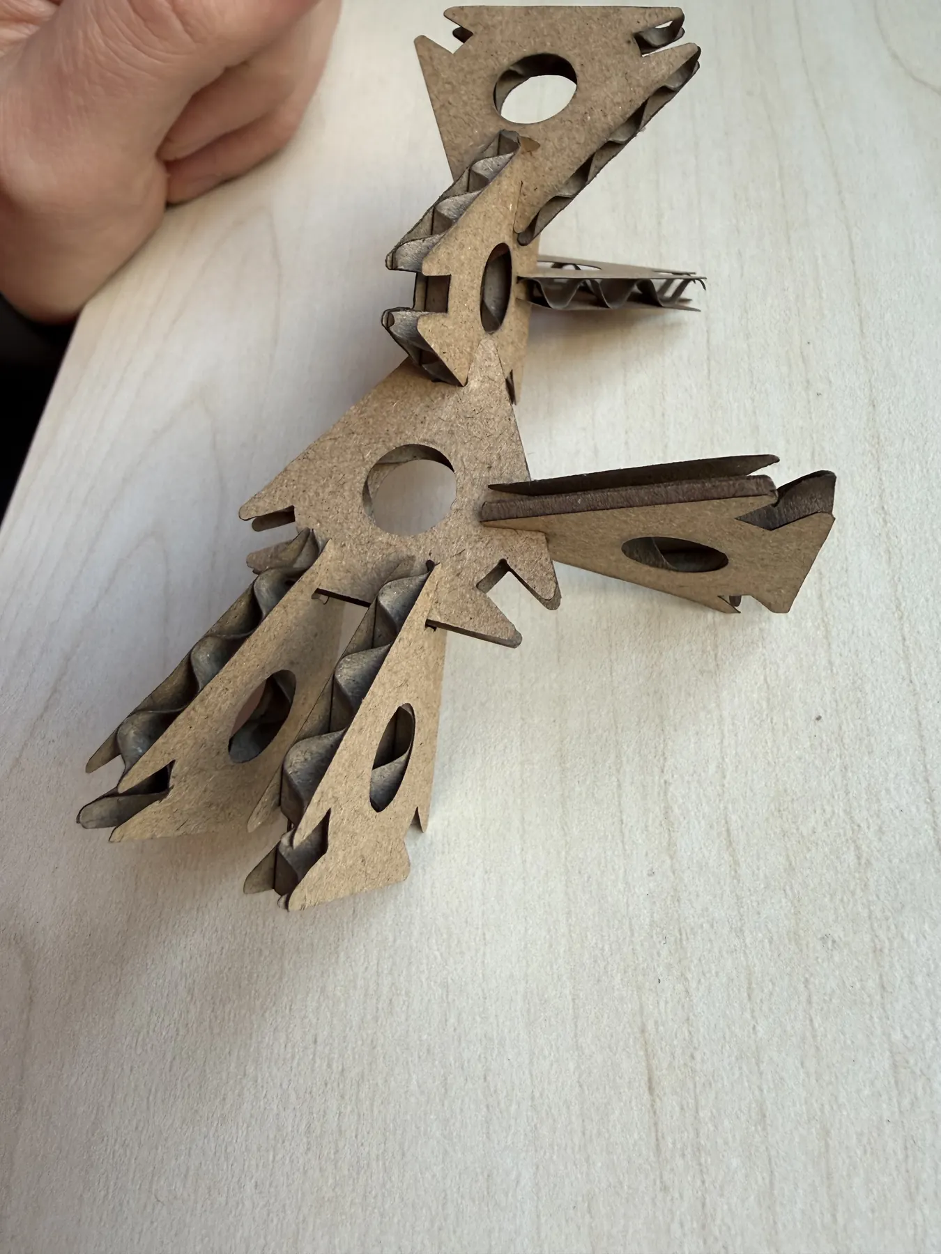 Final assembled parts in plywood and cardboard