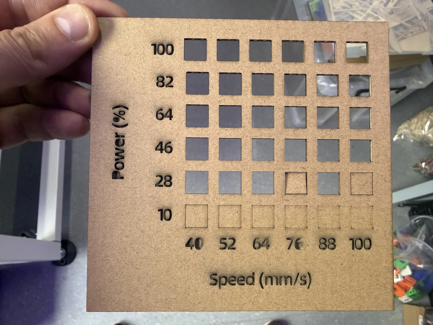 3.5 mm cardboard speed and power test board