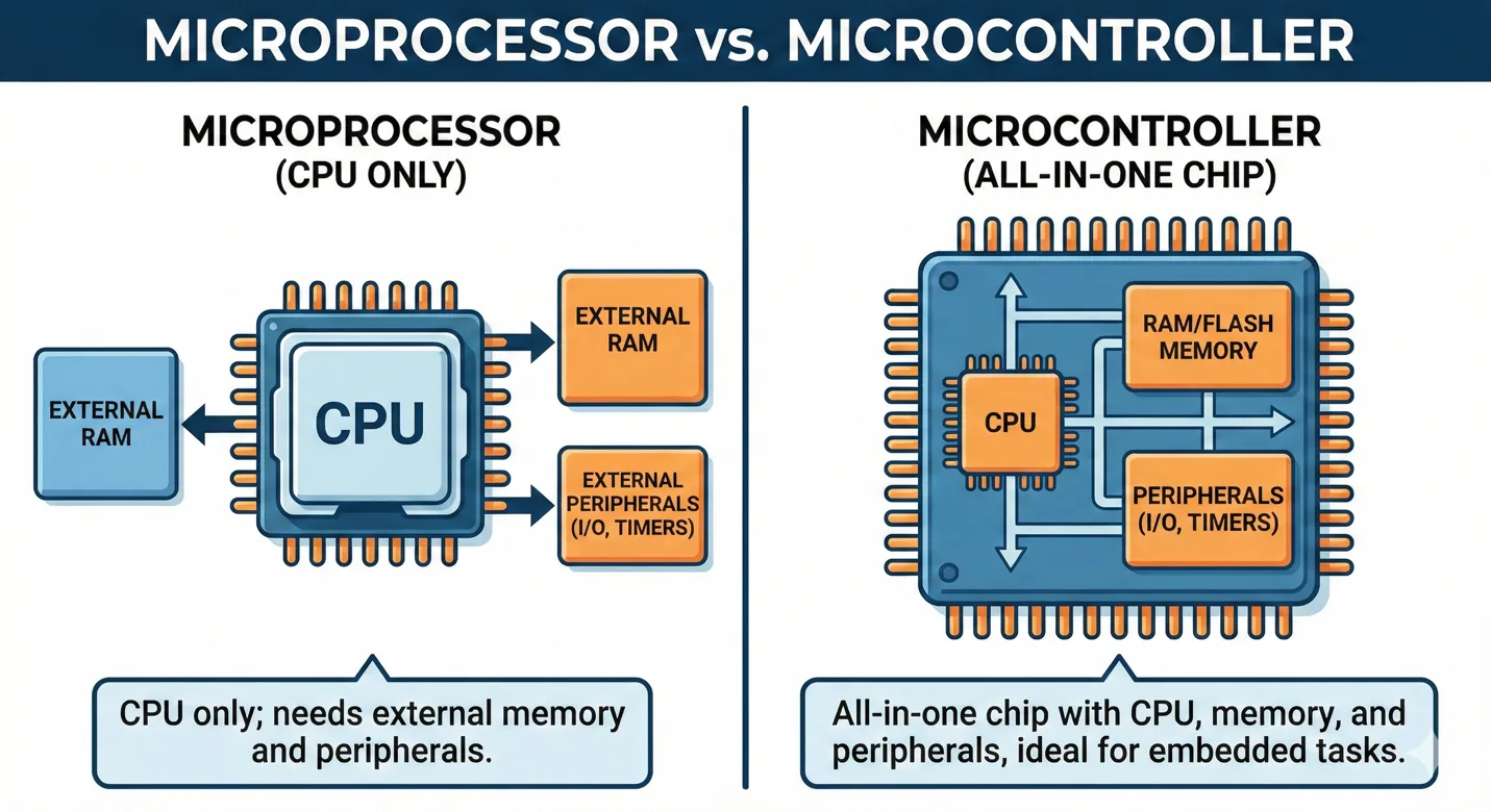 Microprocessor and microcontroller comparison