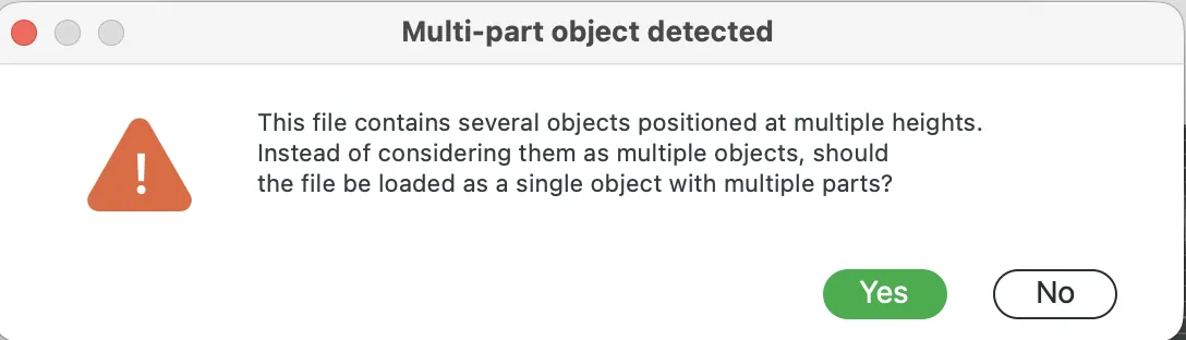 Bambu Studio import options for multiple parts
