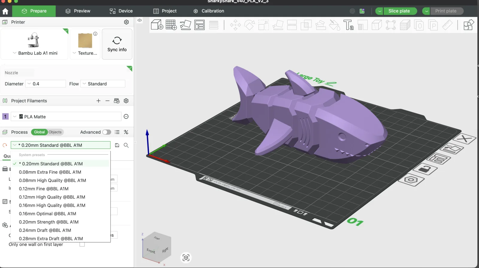 Bambu Studio quality presets