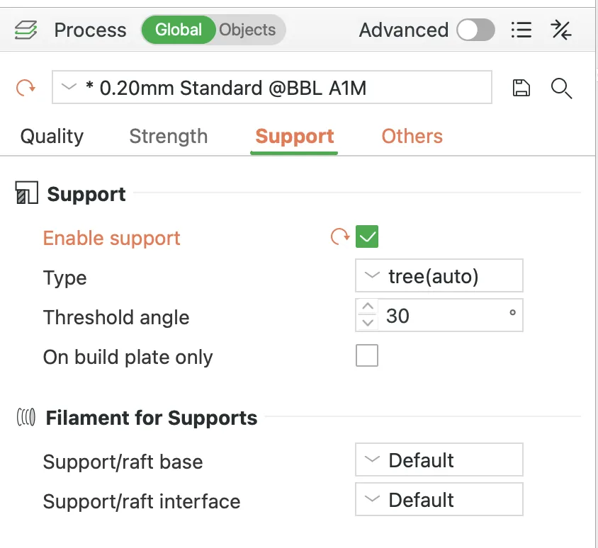 Bambu Studio support warning