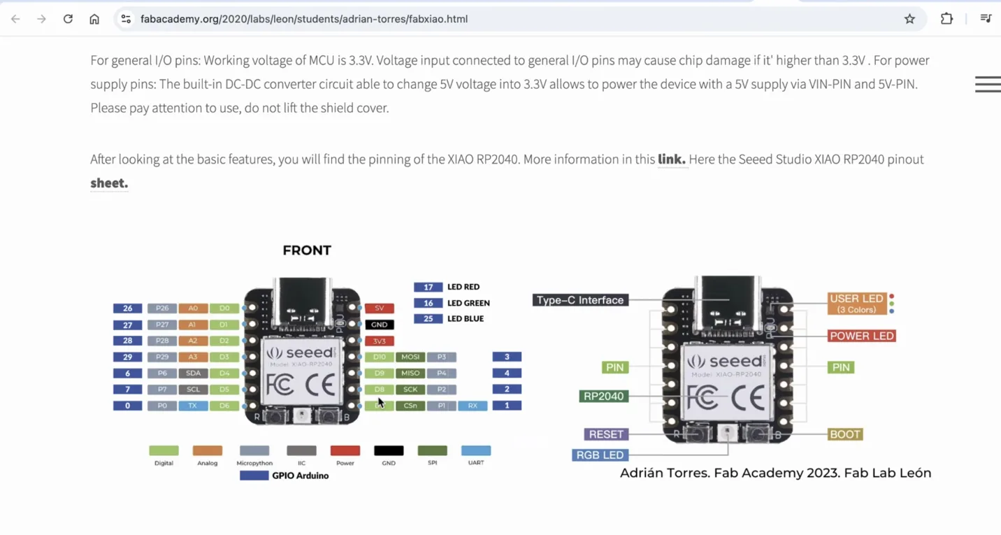 Seeed XIAO pinout reference