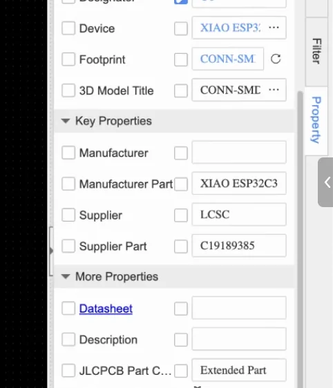 Footprint menu in EasyEDA