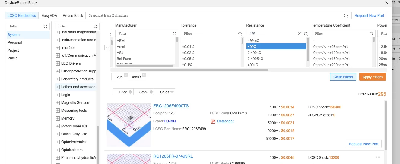1206 chip resistor selection