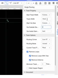 Changing track width to 0.254 millimeter