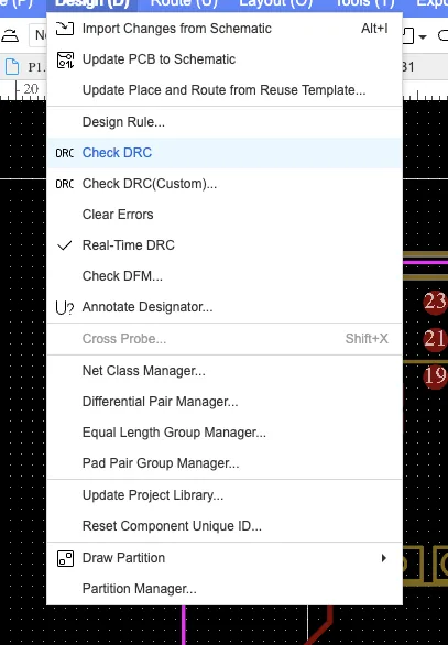 Design rule check in EasyEDA