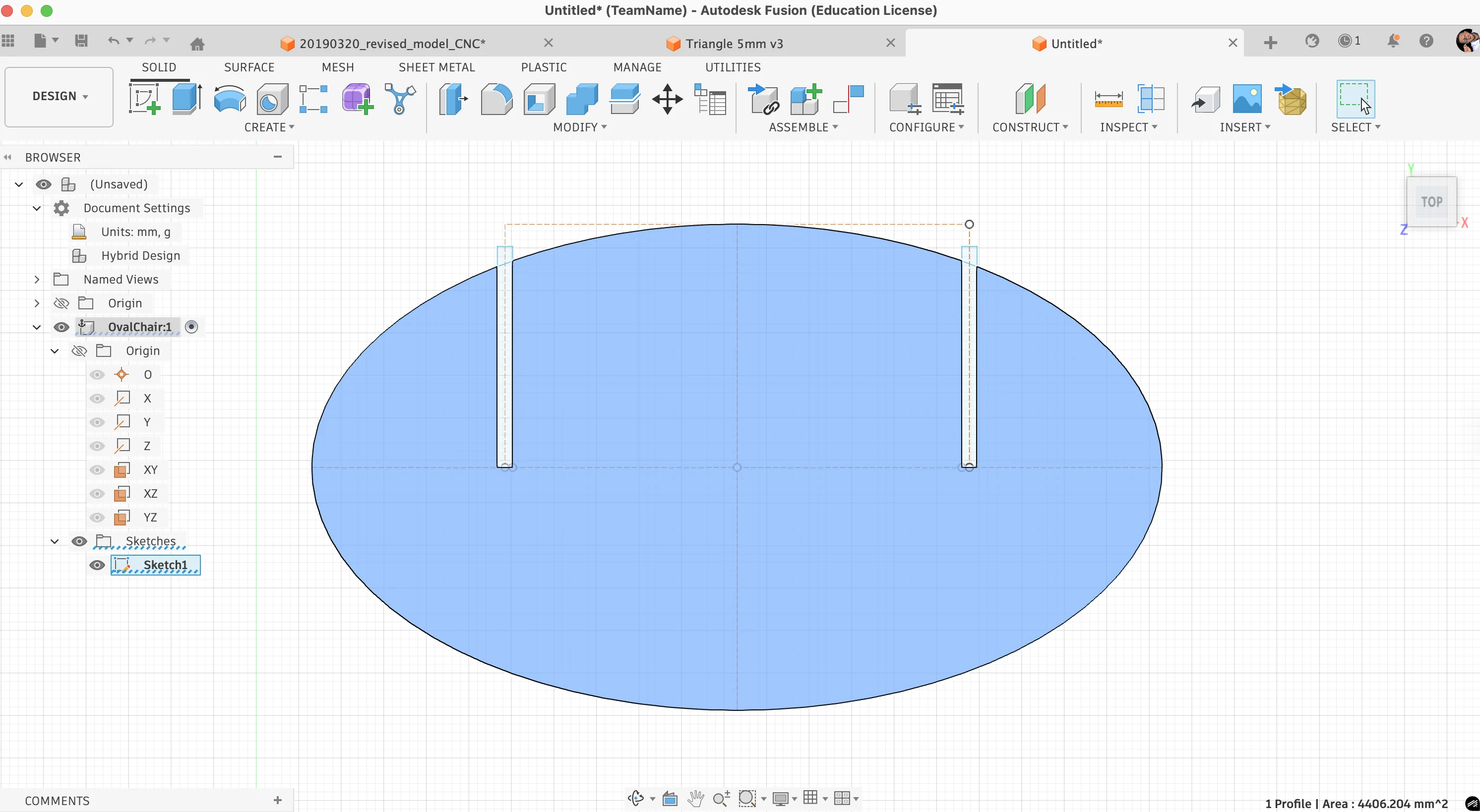Completed base-side sketch