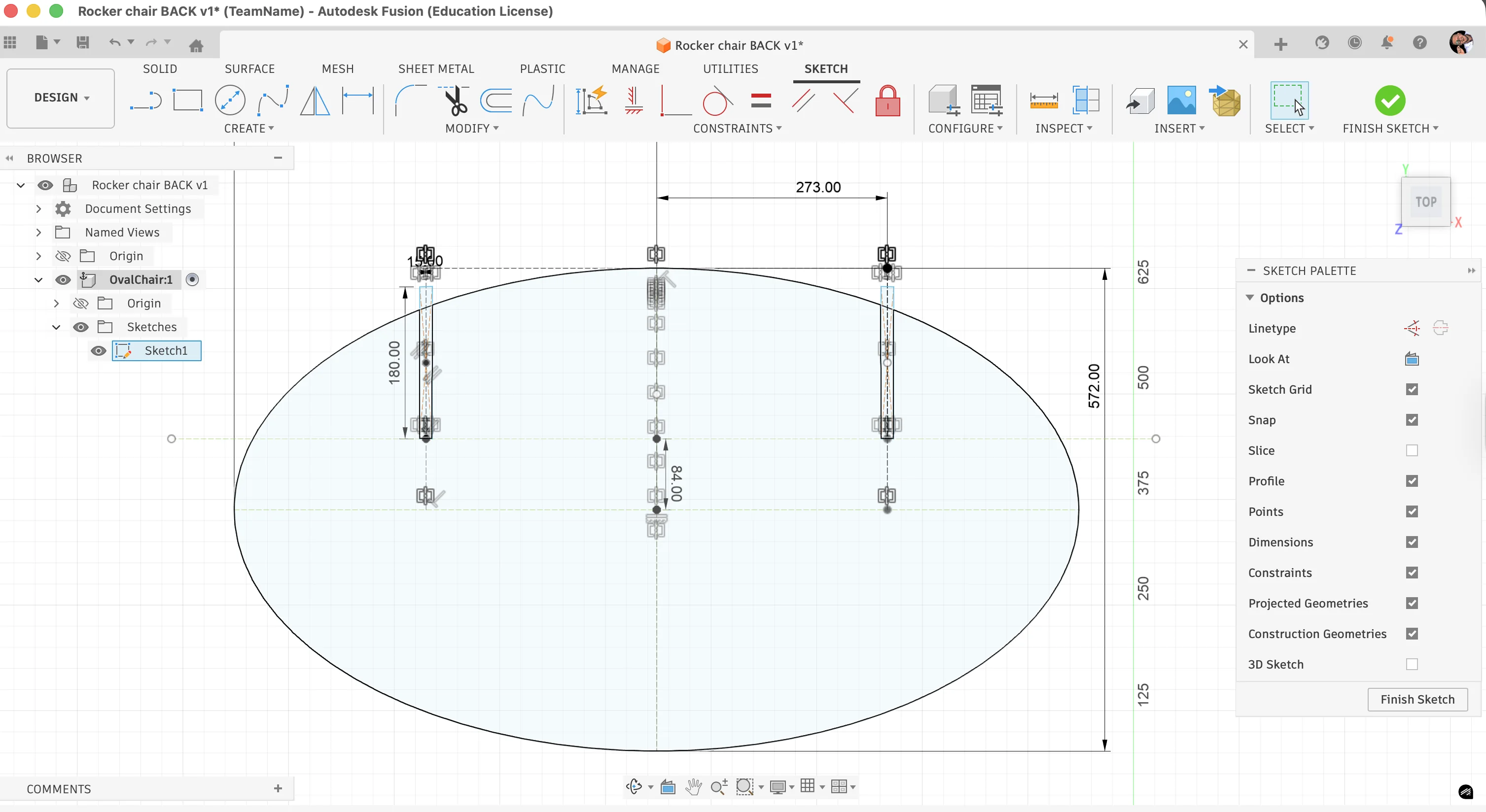 Back-side sketch development