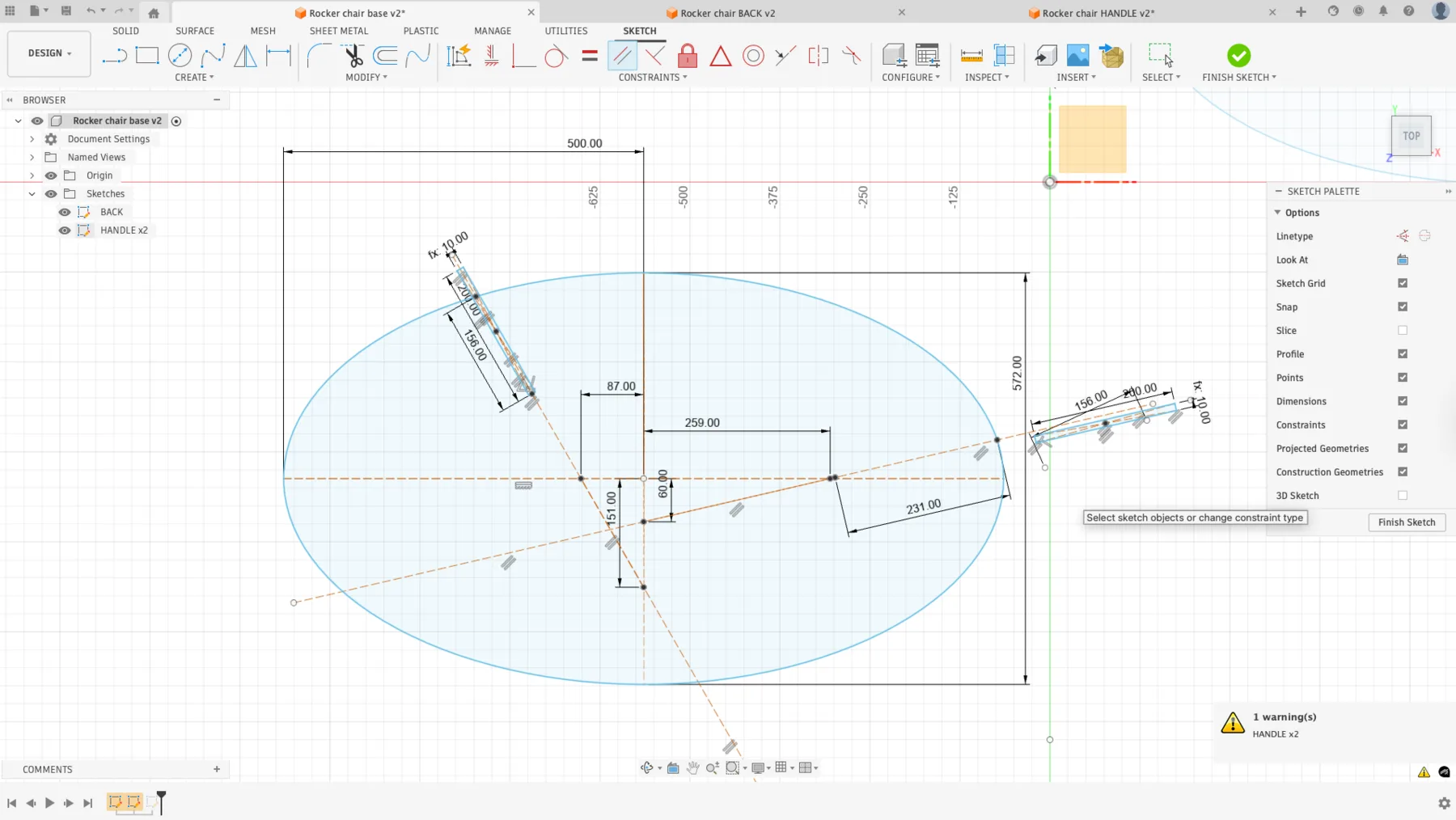 Handle geometry sketch setup
