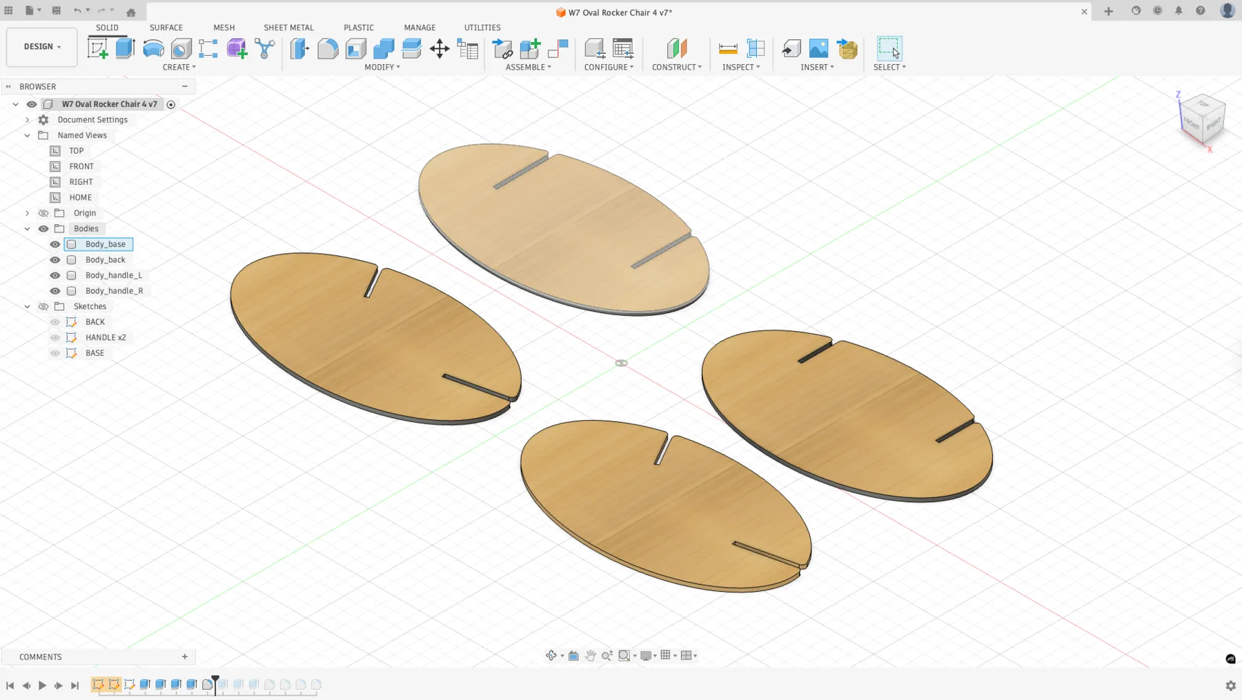 Completed handle sketch in Fusion