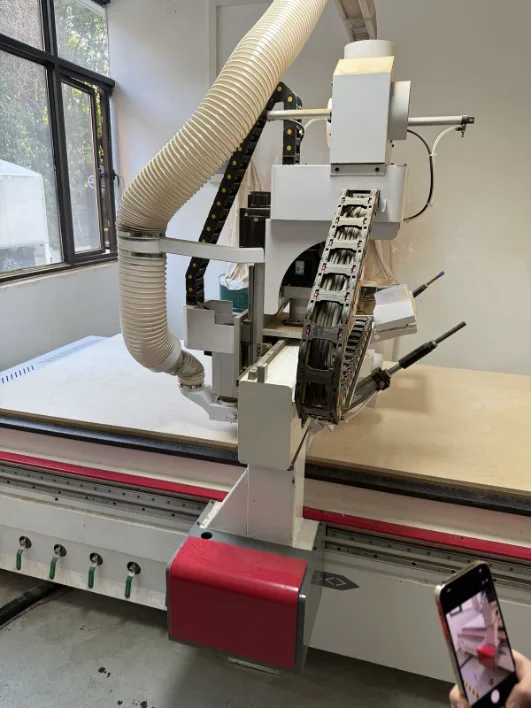 Close-up of the CNC spindle head