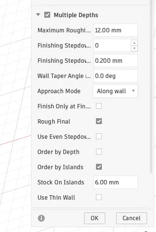 2D contour options panel