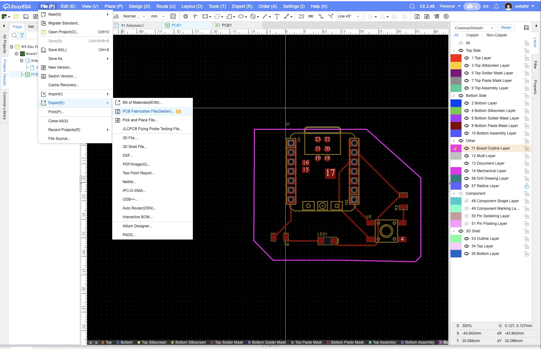 Week 6 PCB design screenshot