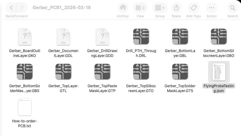 Gerber export view in CAD tool