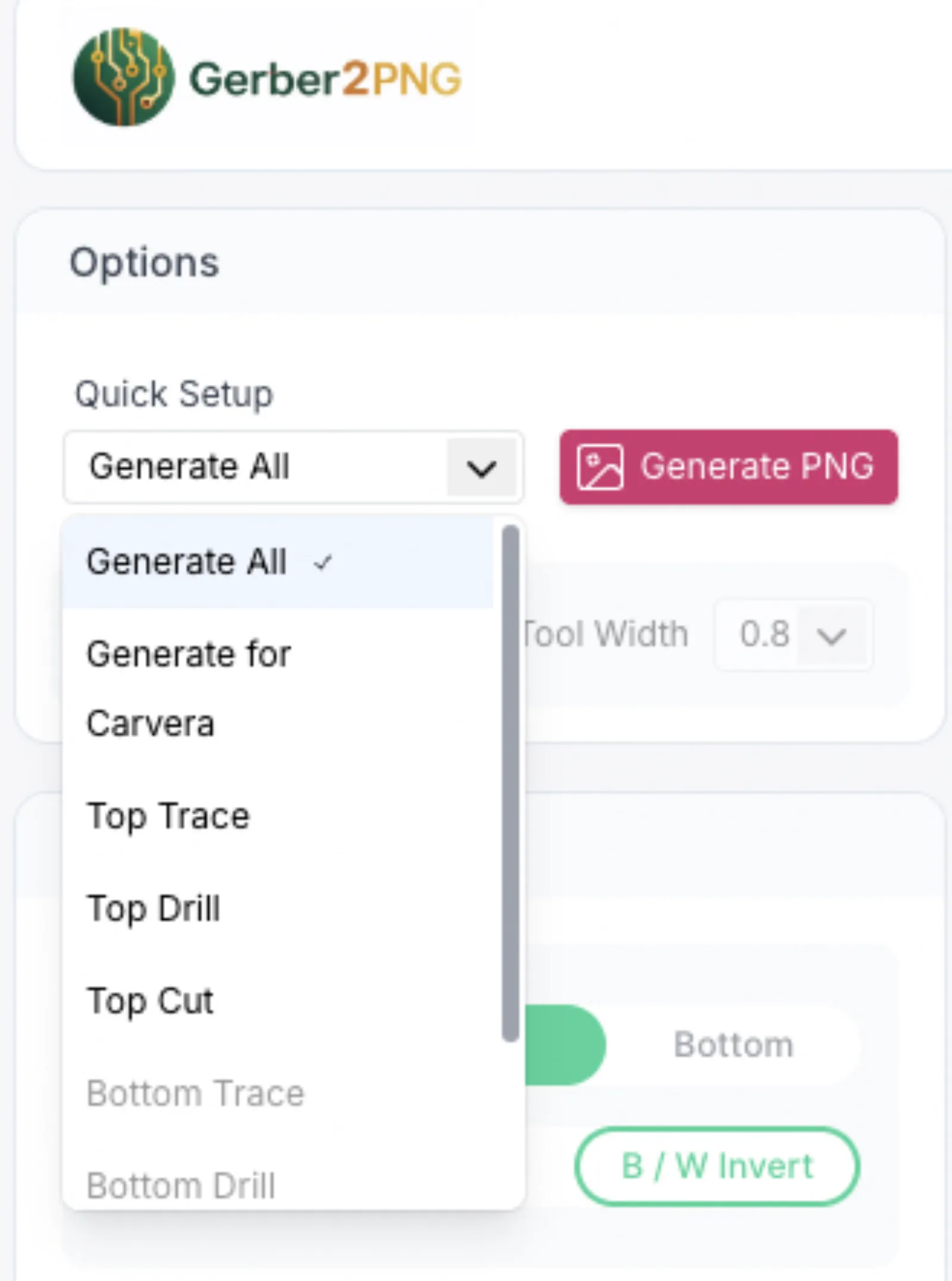 Generate All and Generate PNG options