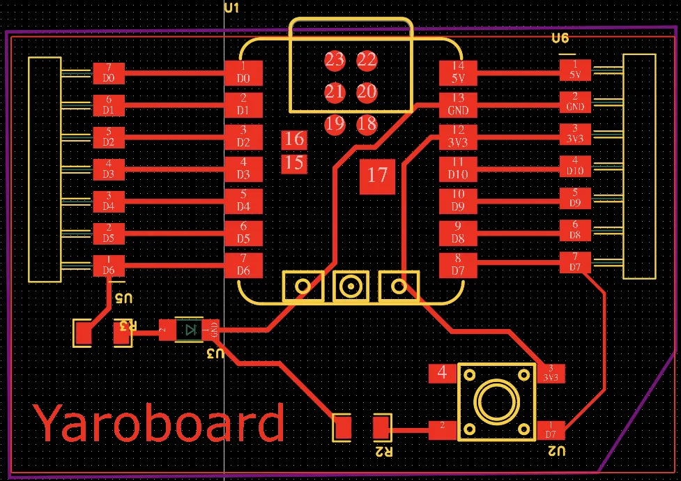 Yaro board circuit layout and traces
