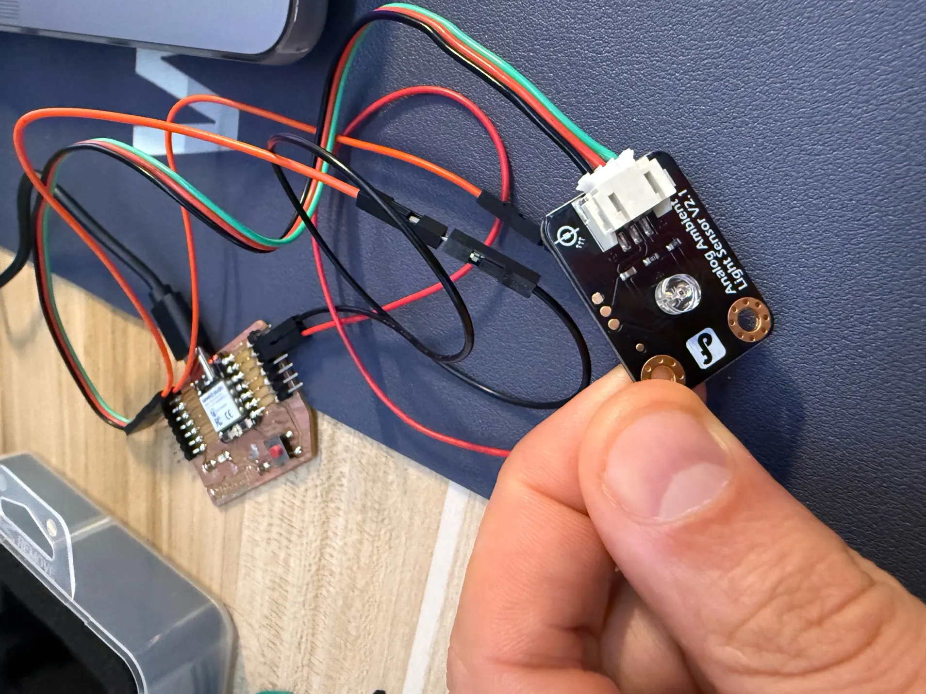 Ambient light sensor connected to board