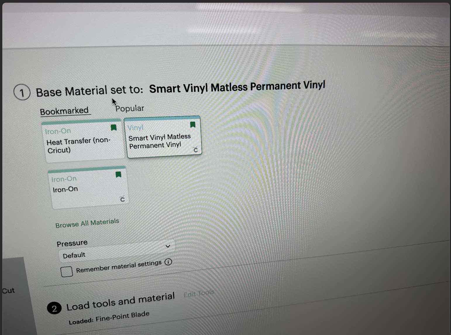 Correct settings selected