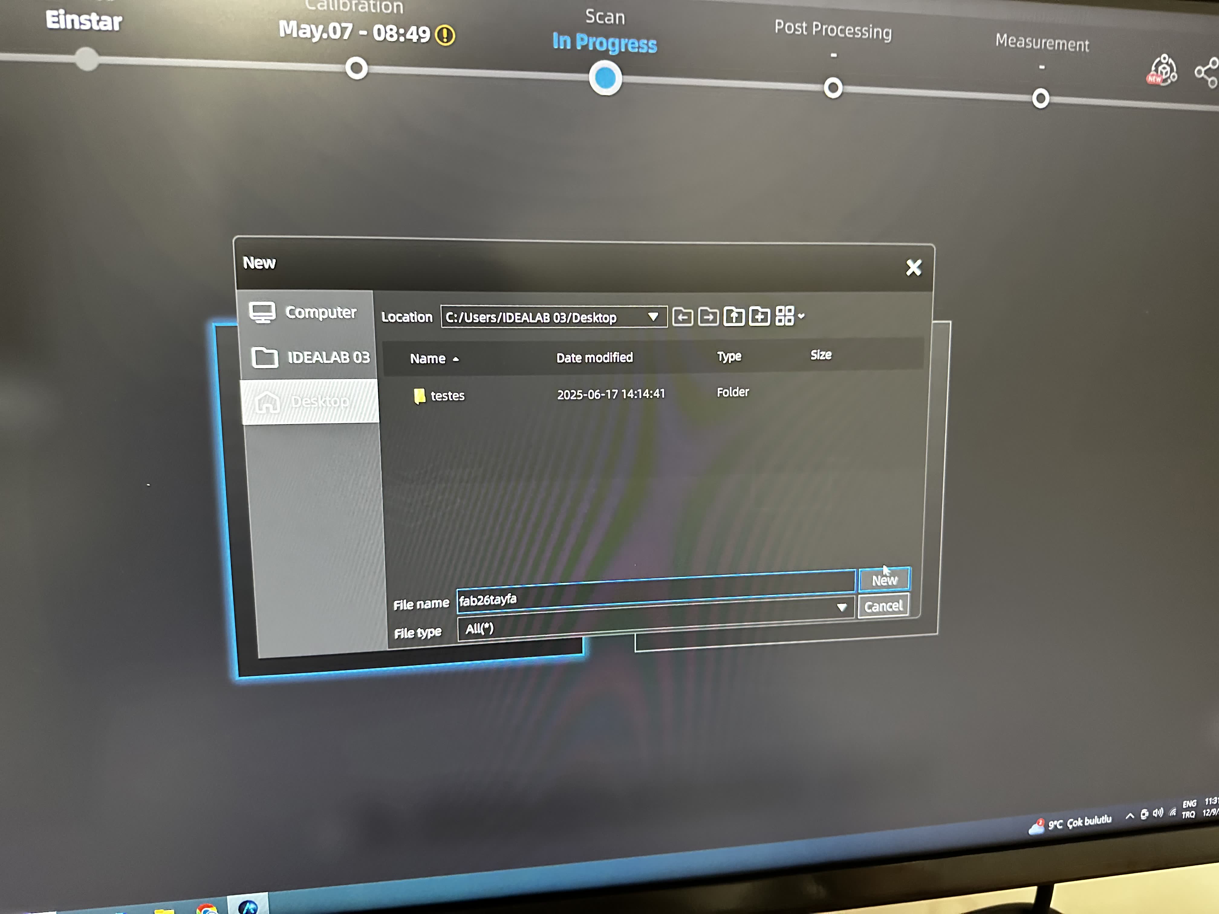 New project save dialog