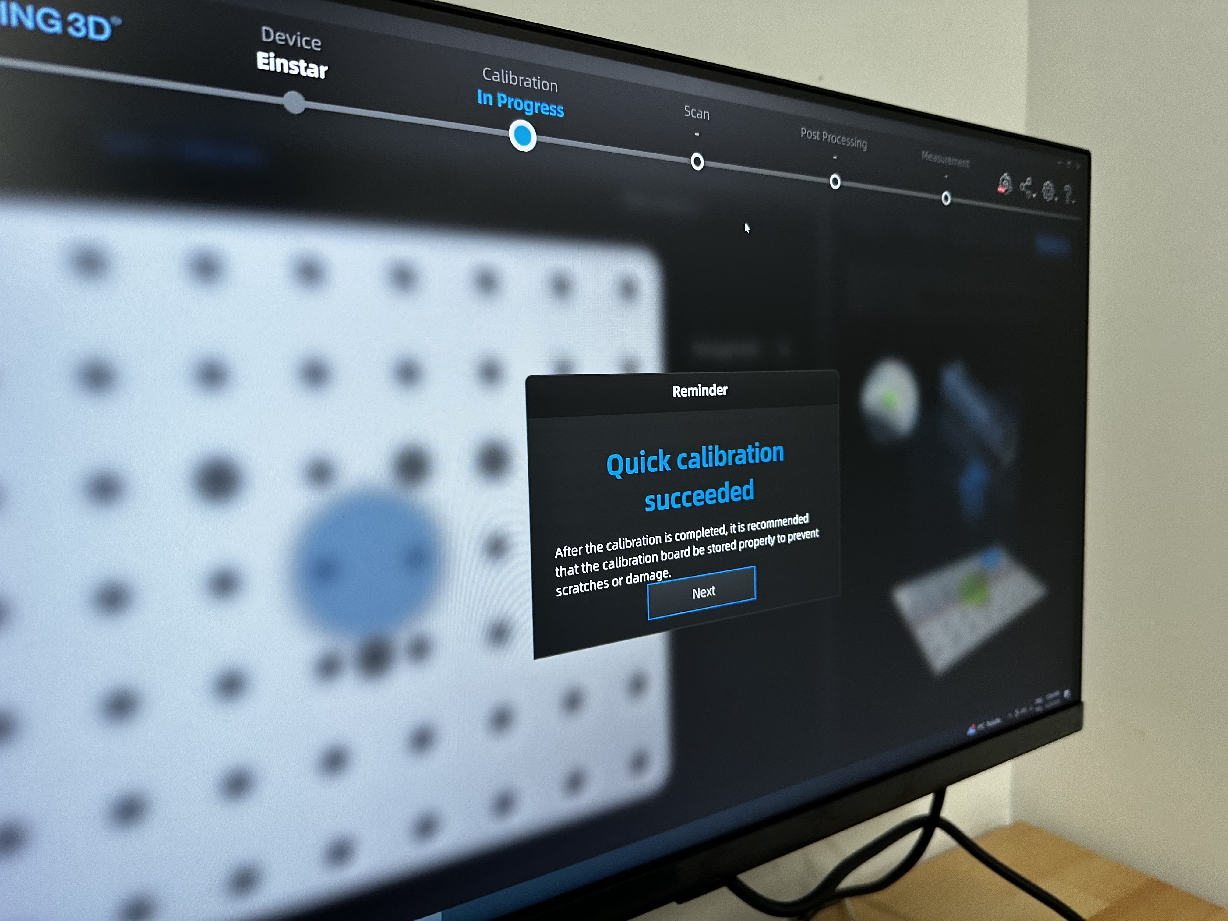 Calibration succeeded reminder