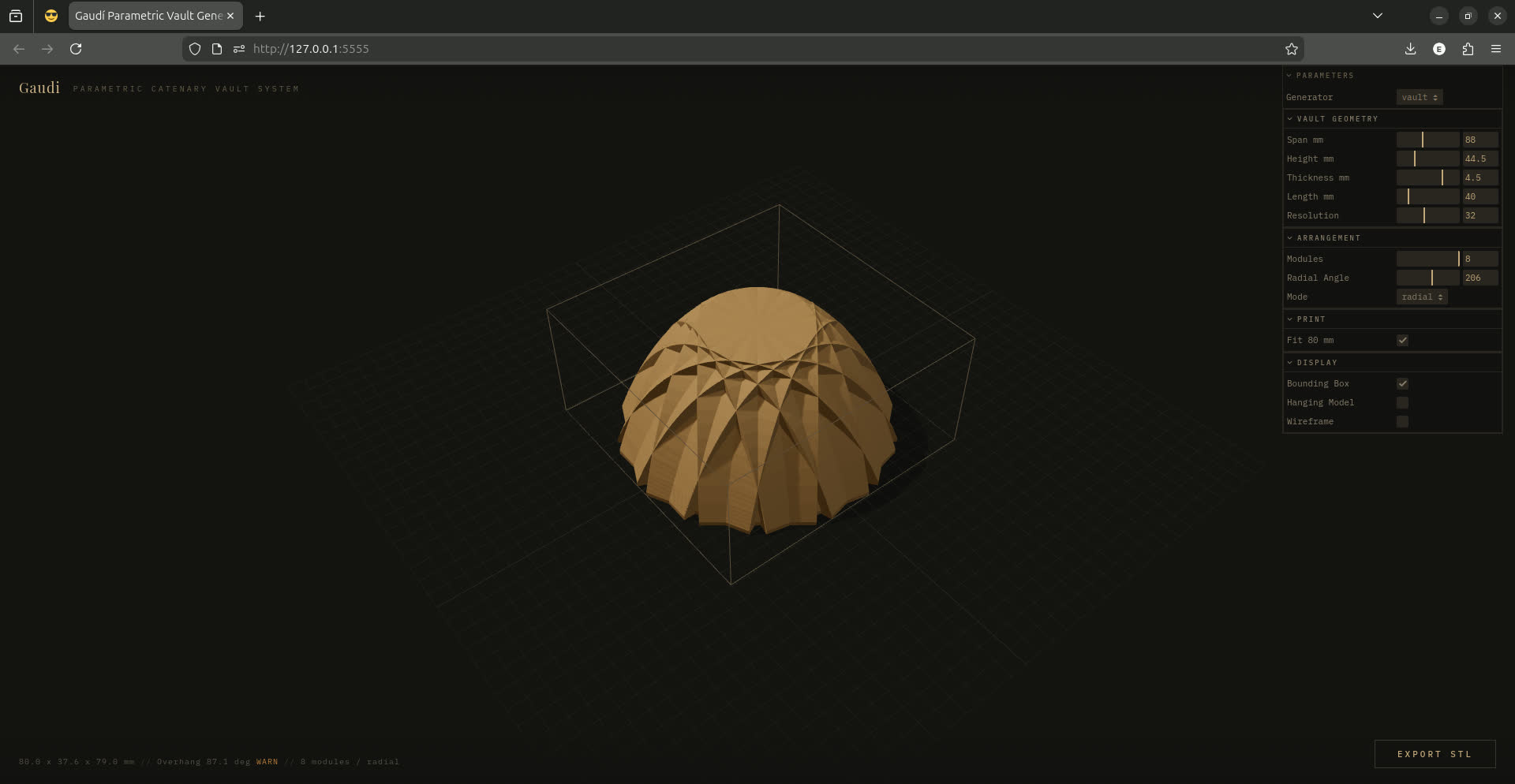 Gaudí parametric vault