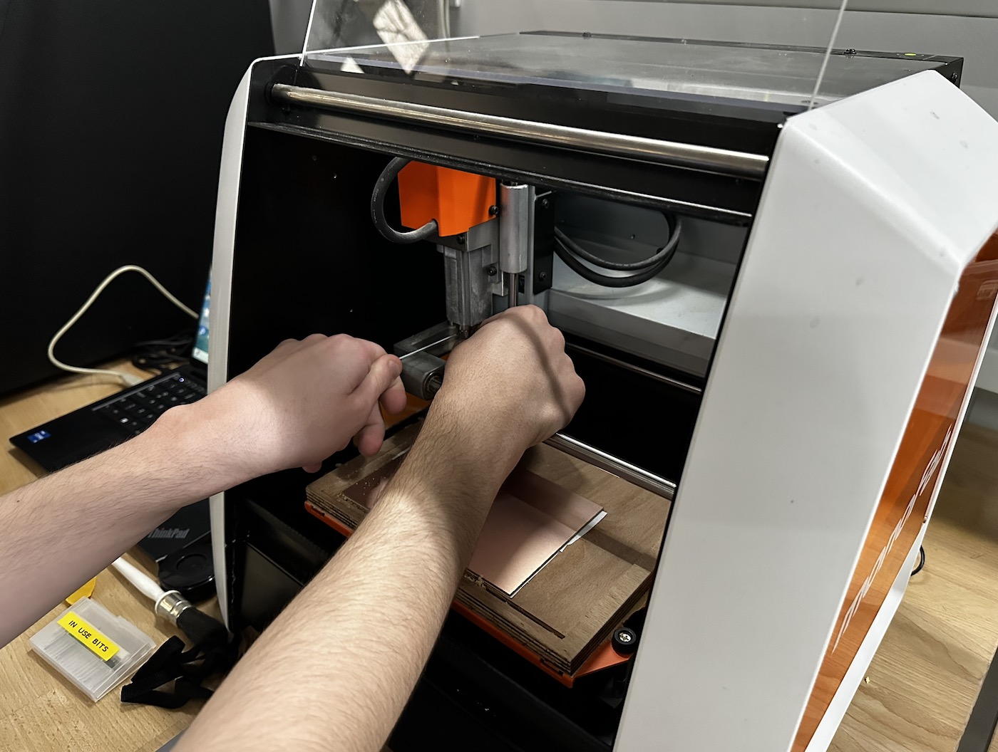 Insert and tighten the v-bit