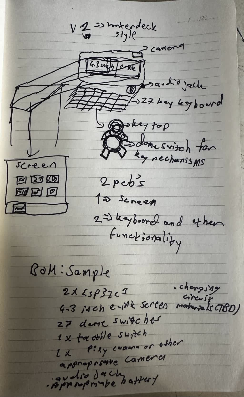 Sketch v2 — refined proportions, submodule slots, and internal volume estimate