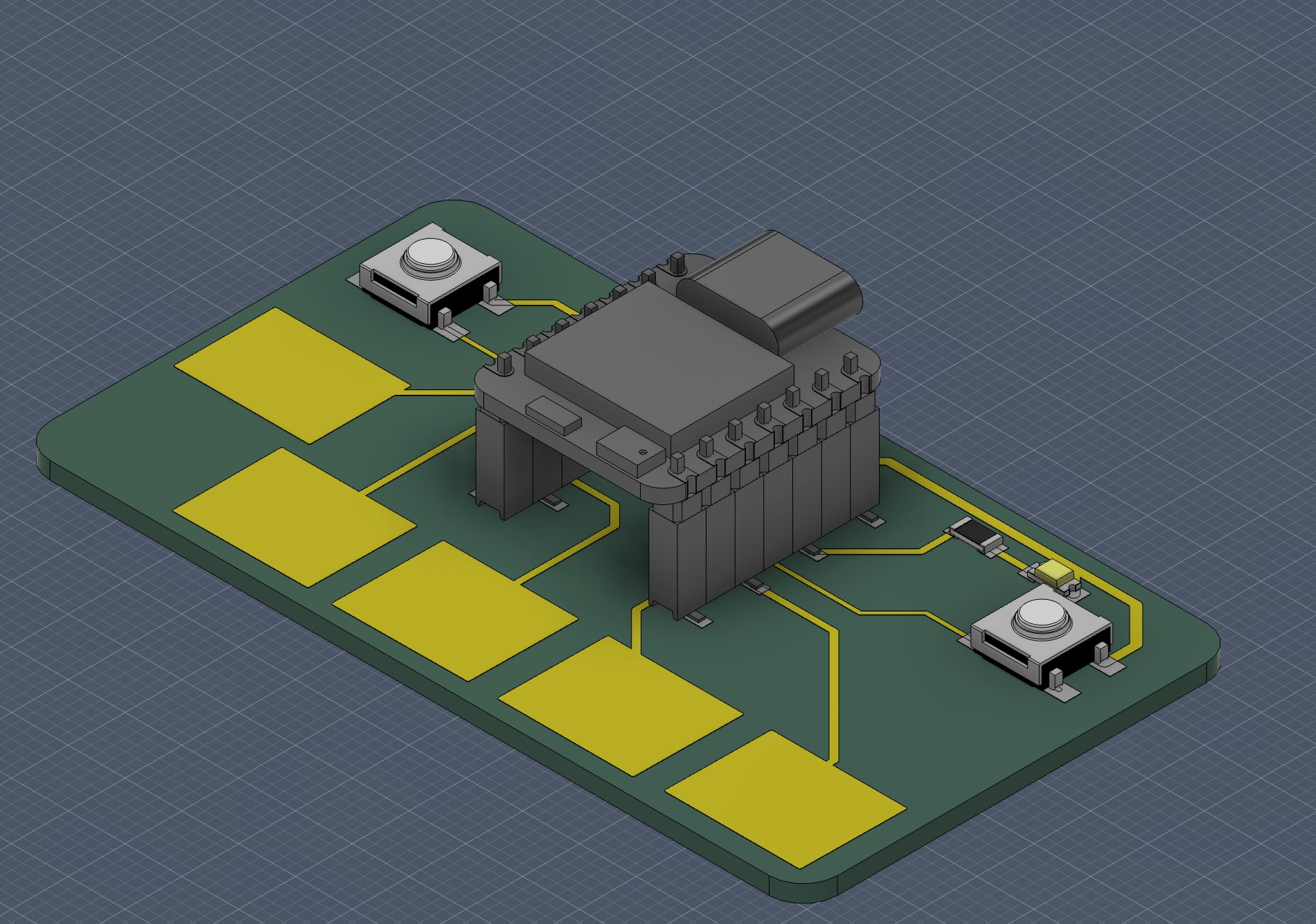Main interconnect PCB — Pico socket, e-ink header, and encoder pads