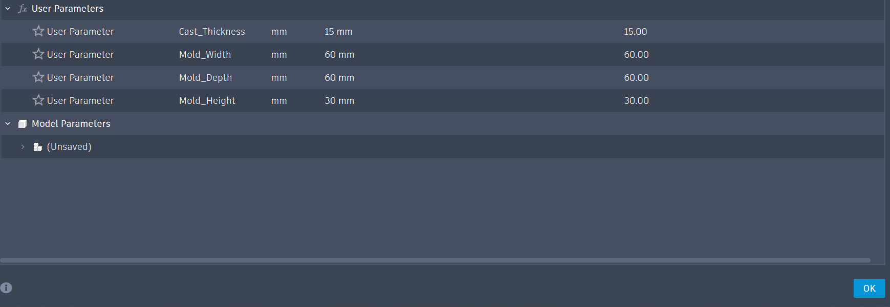 Mold Parameters