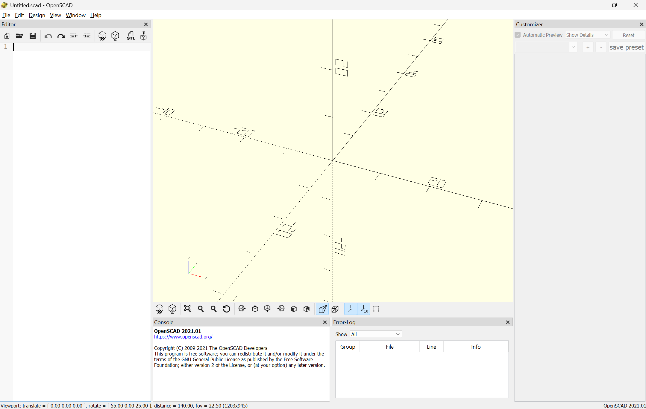 OpenSCAD New File
