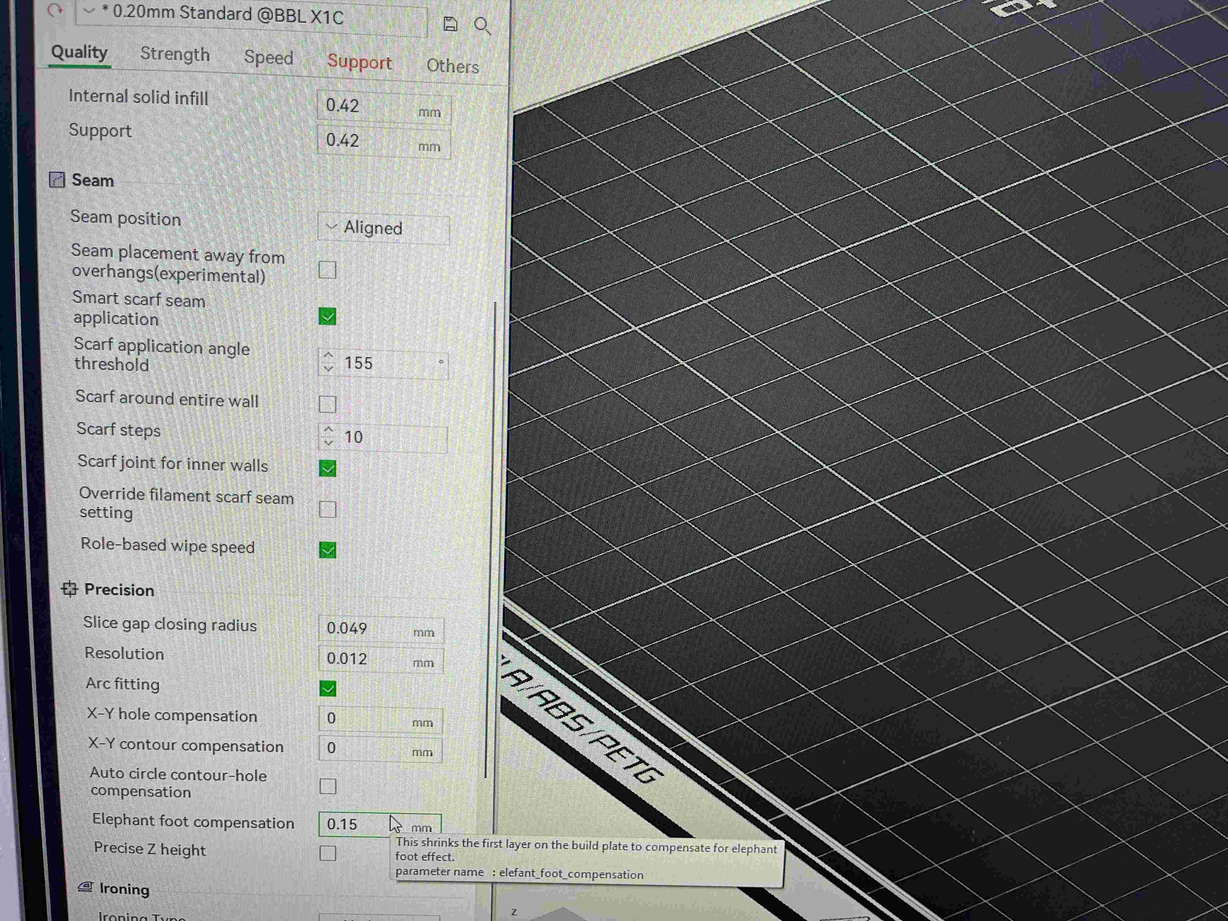 3D Elephant Foot Compensation
