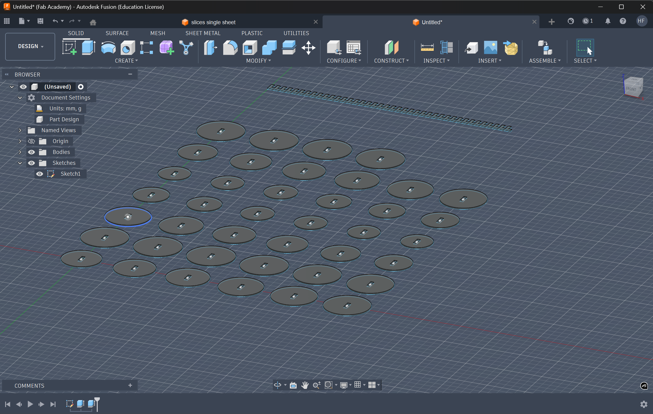 Slice Sheet Sketch With Spine Extruded