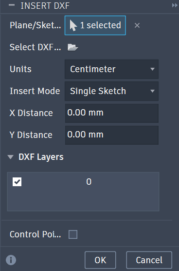 Fusion DXF Insert Settings