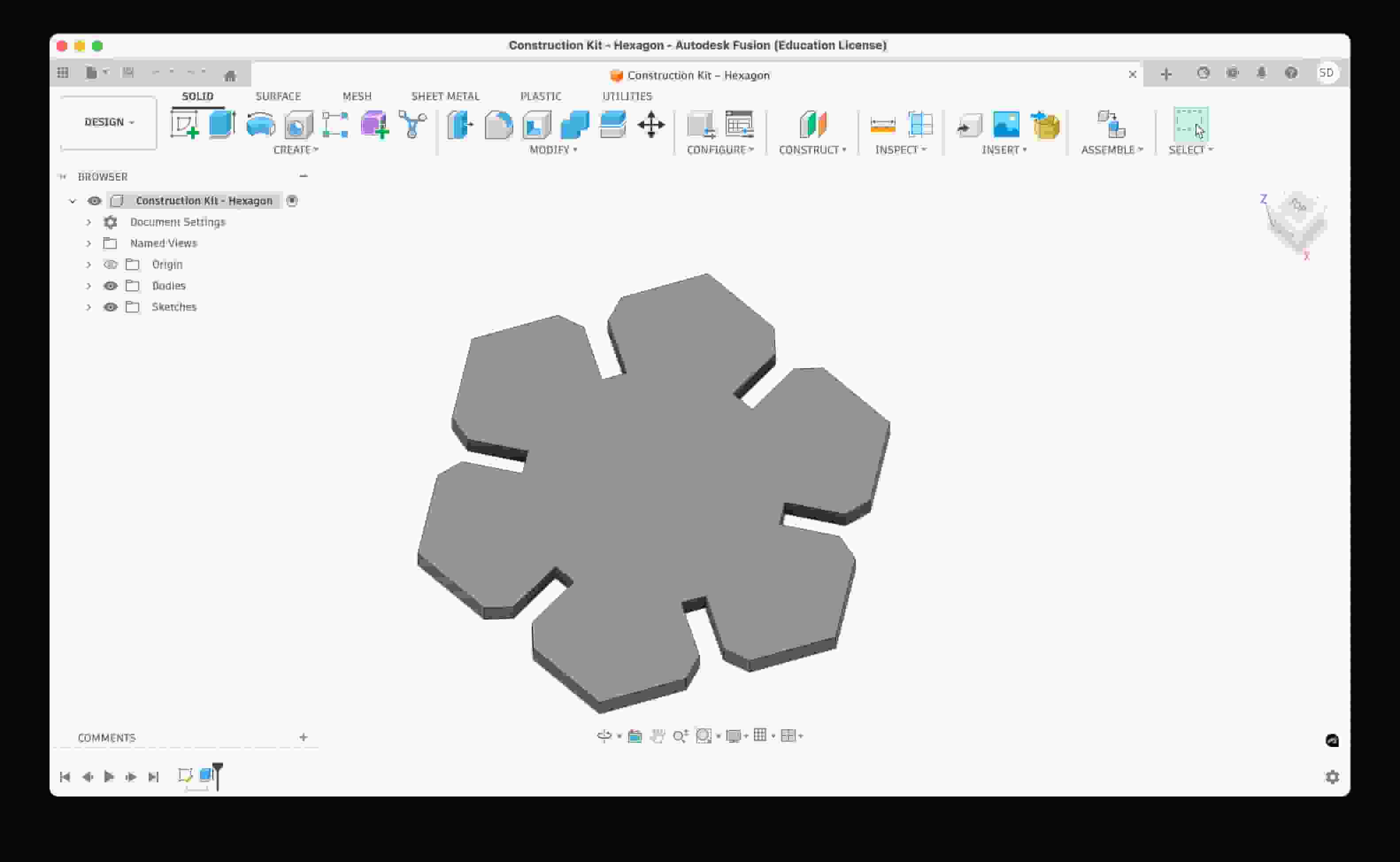 Extruded Hexagon Piece