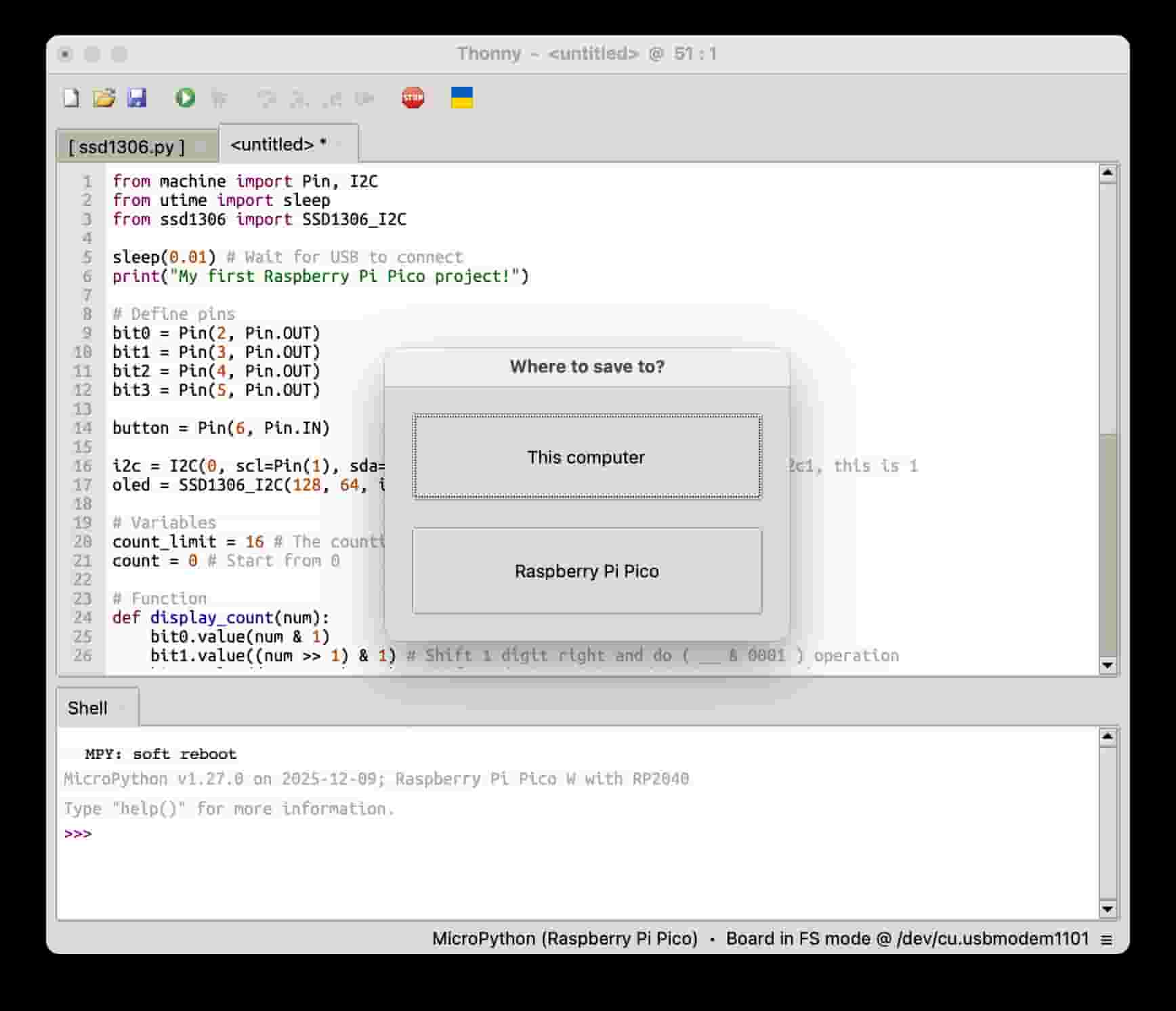Saving to Raspberry Pi Pico