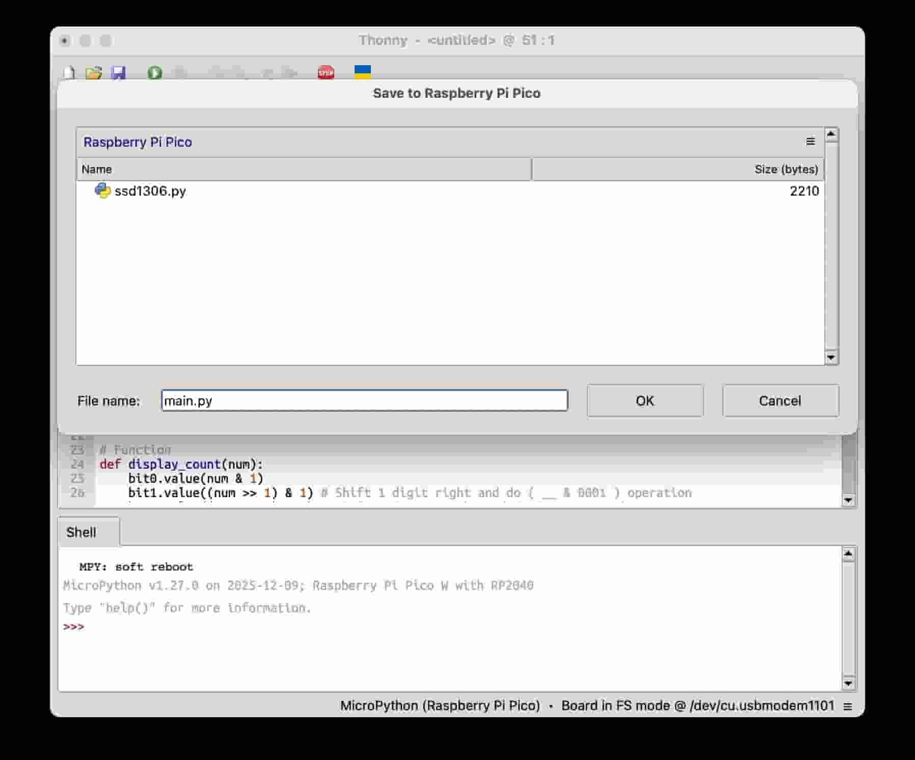 Saving to Raspberry Pi Pico