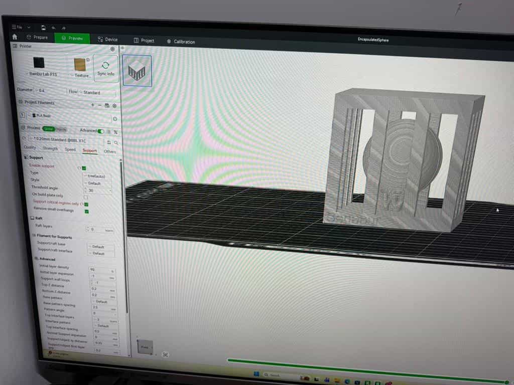 Settings for Sphere in the Cage
