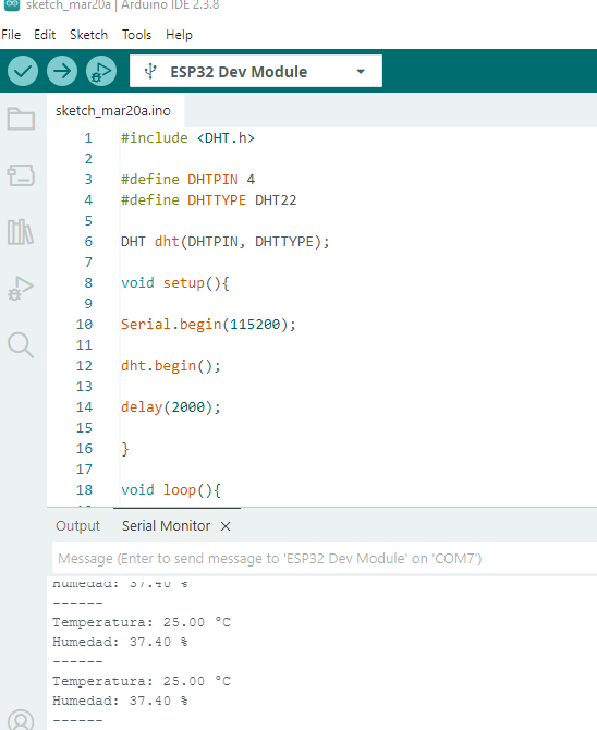 Serial monitor output