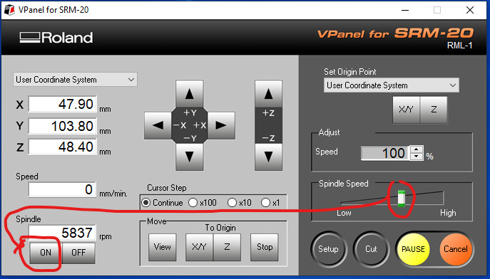 VPanel - Spindle warm-up