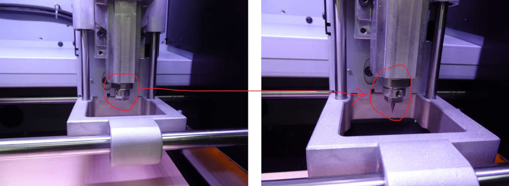 Mounting the 1/64 end mill