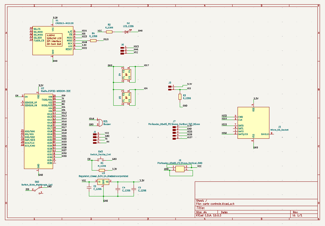 Main board schematic — LEDs and controls