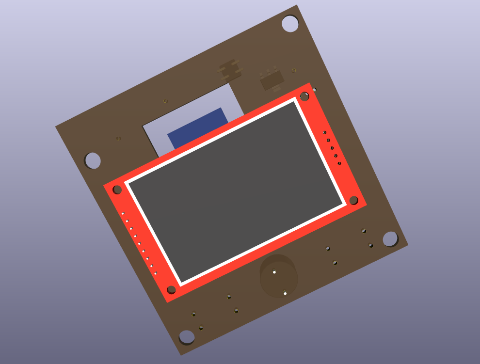 3D render of the PCB, top view