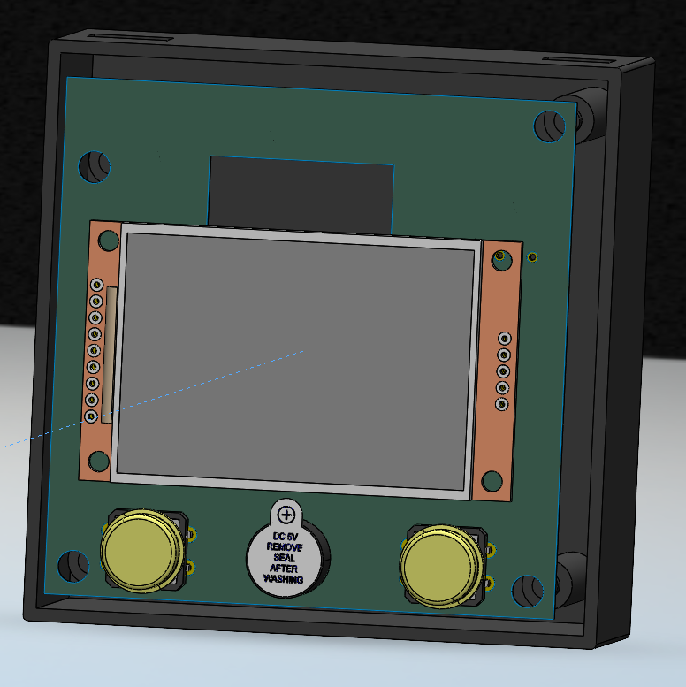 Isometric render of the full enclosure assembly