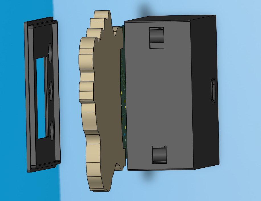 Front view of the enclosure with dimensions