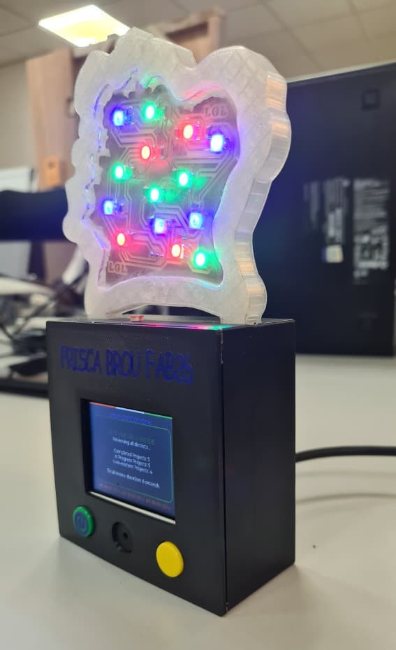 Front view of the finished trophy-clock