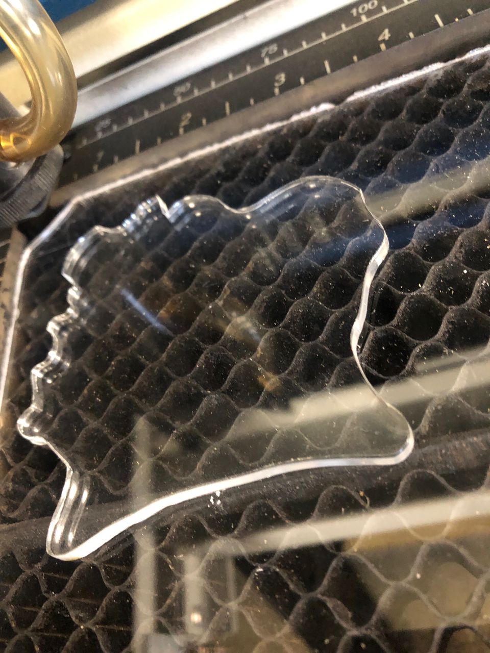 Laser cutting in progress
