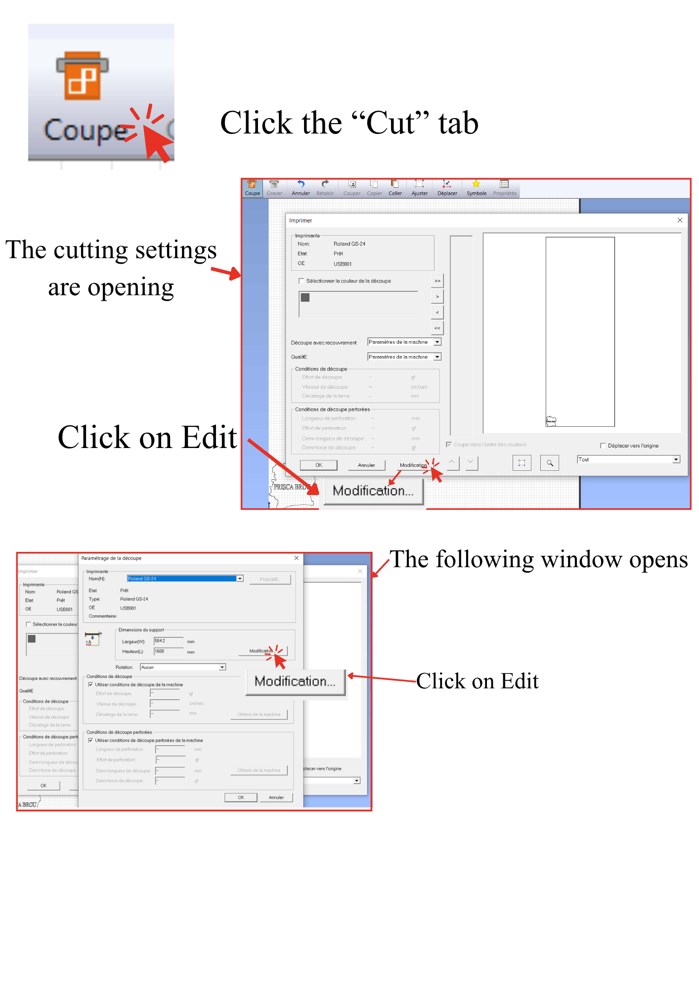 Cutting setting