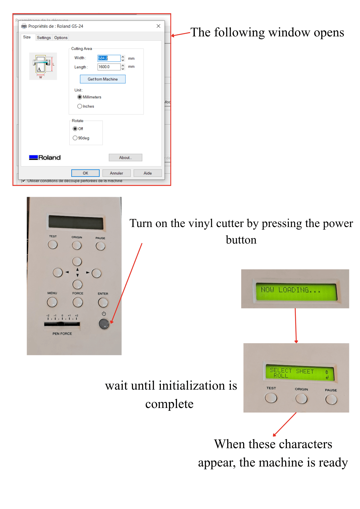 Turn on machine